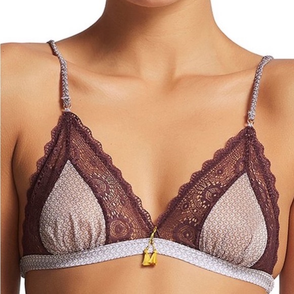Elle McPherson Other - ELLE MACPHERSON Purple Dust Dot Chiffon Lace Breeze Triangle Wireless Bralette S